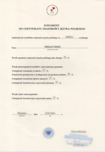 Доповнення сертифікату польської мови A1 Inozemna Mowa