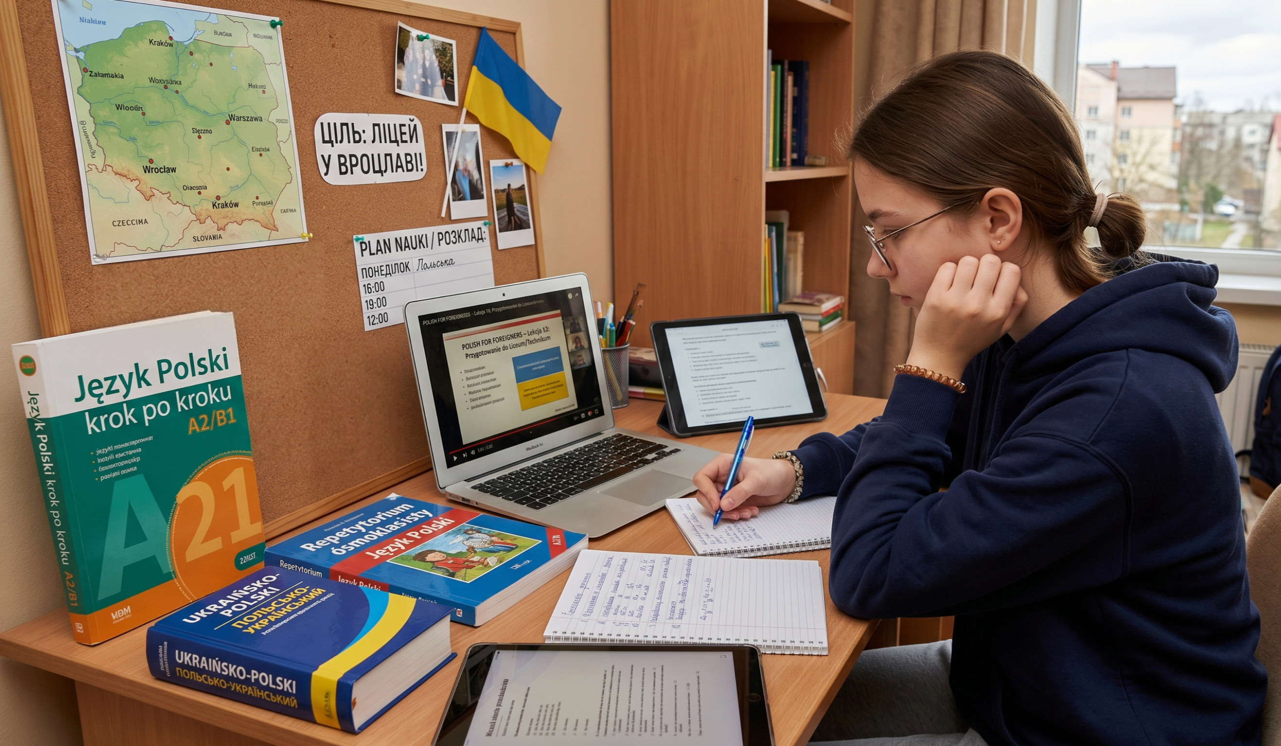 Підліток готується до навчання в технікумі або ліцеї Польщі